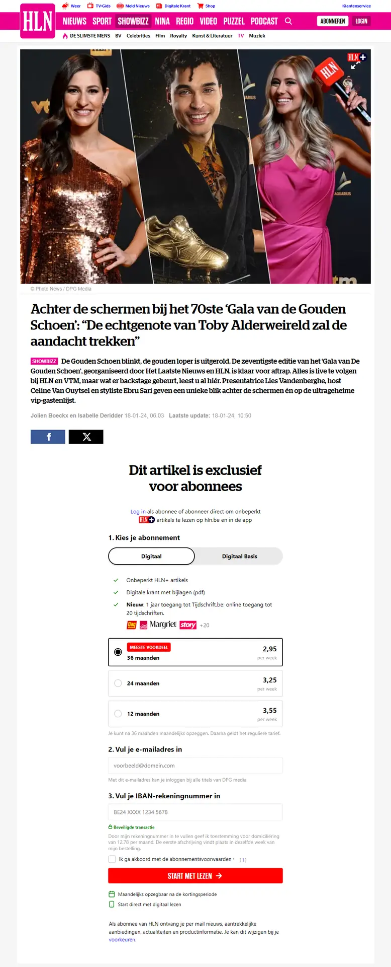 screencapture hln be tv achter de schermen bij het ste gala van de gouden schoen de echtgenote van toby alderweireld zal de aandacht trekken addb